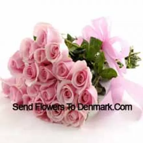 Bunch Of 25 Pink Roses With Seasonal Fillers