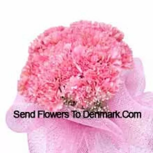 A Beautiful Bunch Of 25 Pink Carnations With Seasonal Fillers