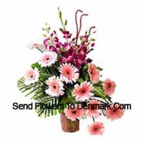 Basket Of Orchids And Gerberas